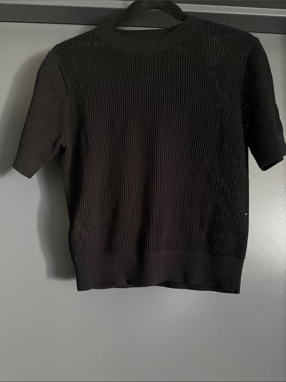 Mango Black Ribbed Knit Tee